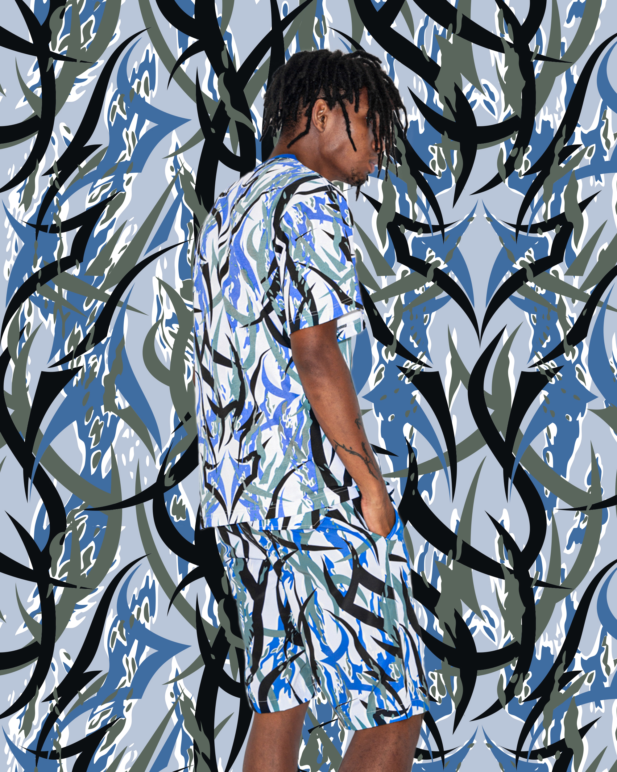 现货clot20fw正品蓝调虎纹alienegar荆棘短袖男款t恤