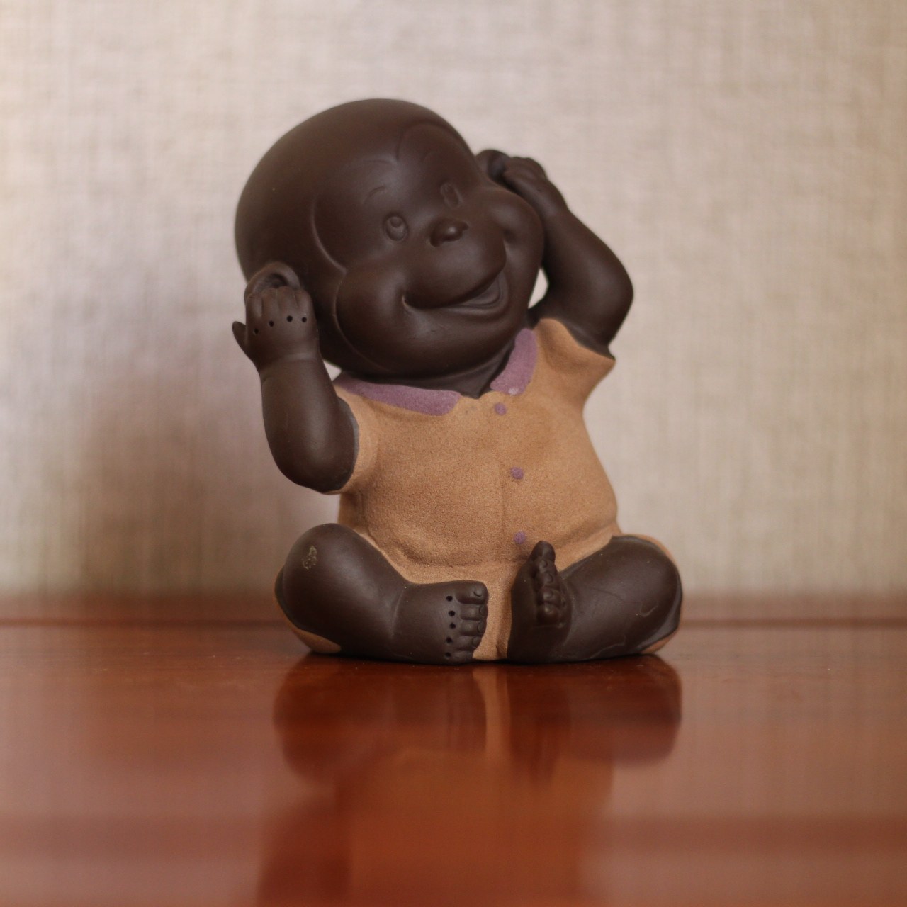 紫砂泥茶手办摆件手工艺品小猴子十二生肖不说不听不动手办