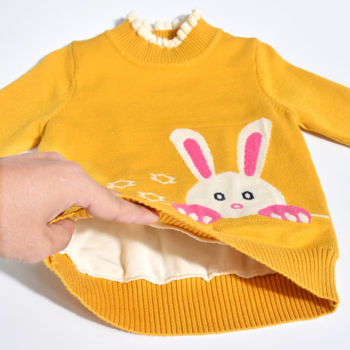 双色兔子花毛衣编织图片