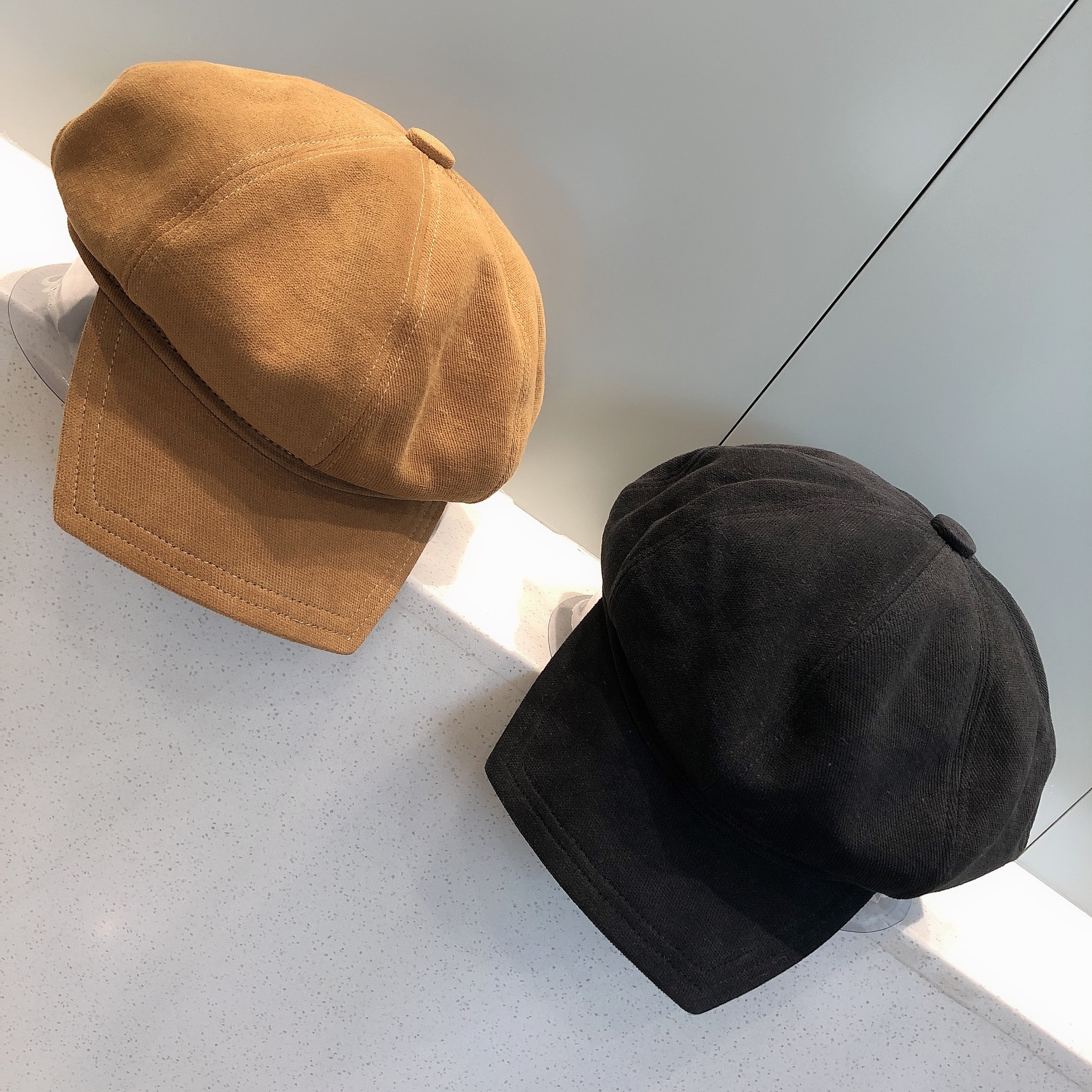 早秋新款八角帽女秋冬方形帽檐网红红韩复古帽子