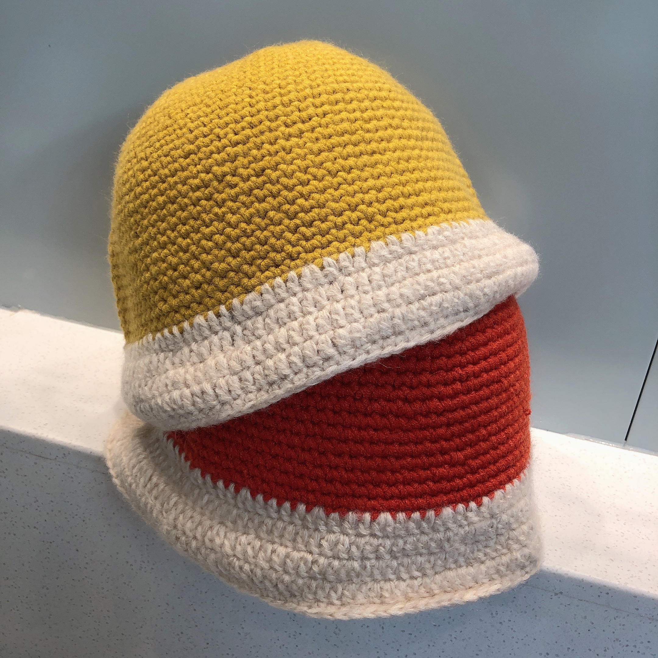 针织拼色帽子子女渔夫帽韩版百搭ins冷淡秋冬帽子