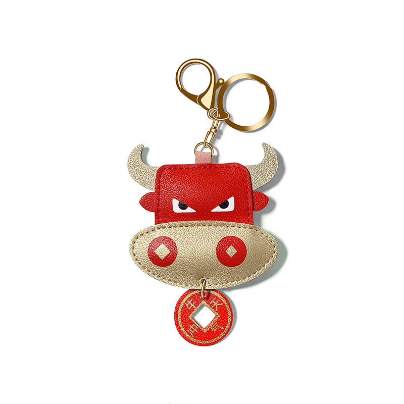 钥匙扣挂件牛气冲天汽车创意卡通牛年车锁钥匙圈车用钥匙扣