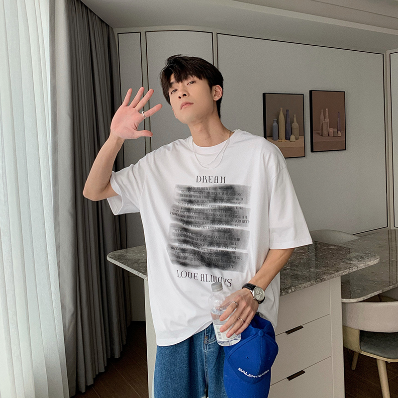hualun夏天潮百搭男ins潮牌白色短袖情侣装上衣新款体恤衫