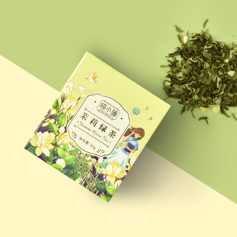 喵小媛茉莉花绿茶福建浓香型罐装茶