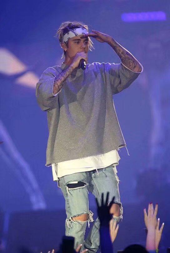 正确fog第五比伯同款蓝牛牛王破坏重工水洗牛仔裤