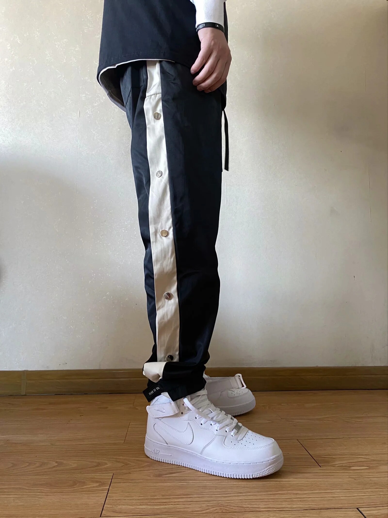 同款fog主线jerry排扣魔术贴拼色飘带长裤rapper休闲裤