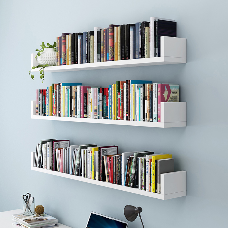 壁挂墙上置物架书架墙面打孔客厅卧室装饰墙壁书架