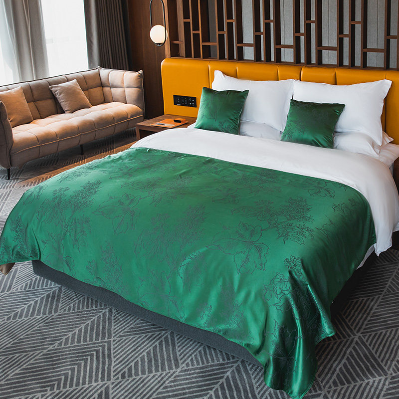 定制高档酒店宾馆床上用品床尾巾床旗民宿床尾旗新中式床盖