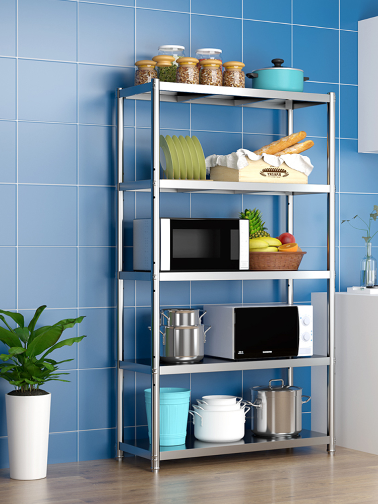 不锈钢厨房货架置物架4层加厚物架酒店厨具收纳厨房置物架