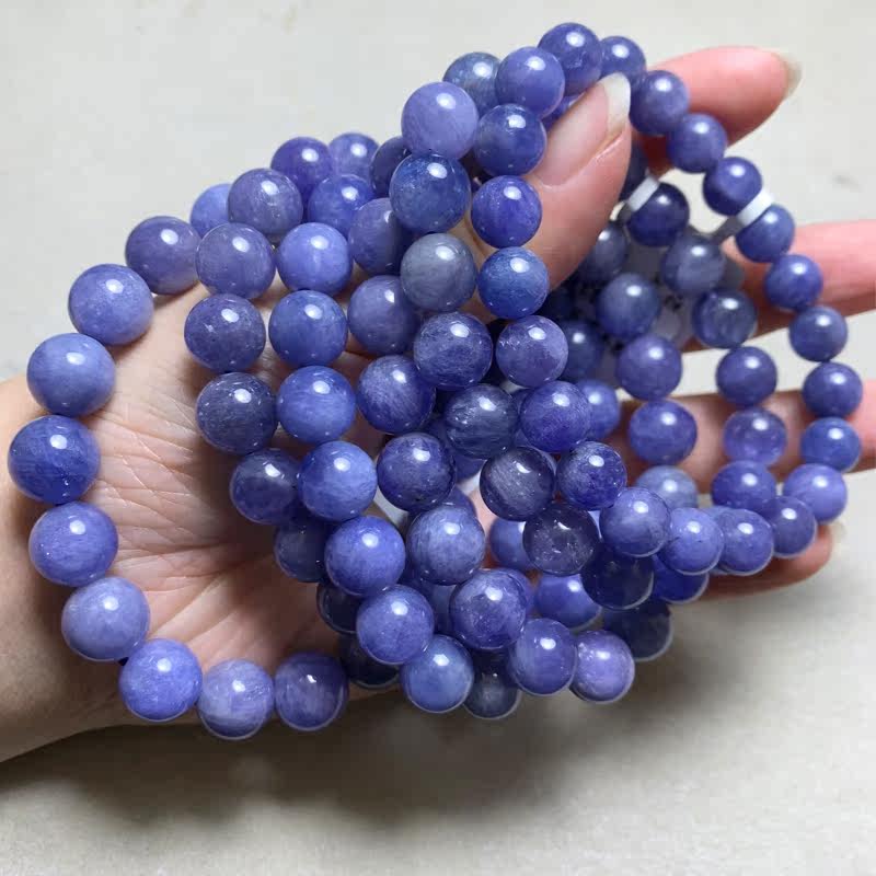 天然坦桑石手串海洋之心紫蓝水晶坦桑尼亚宝石单圈手链手链