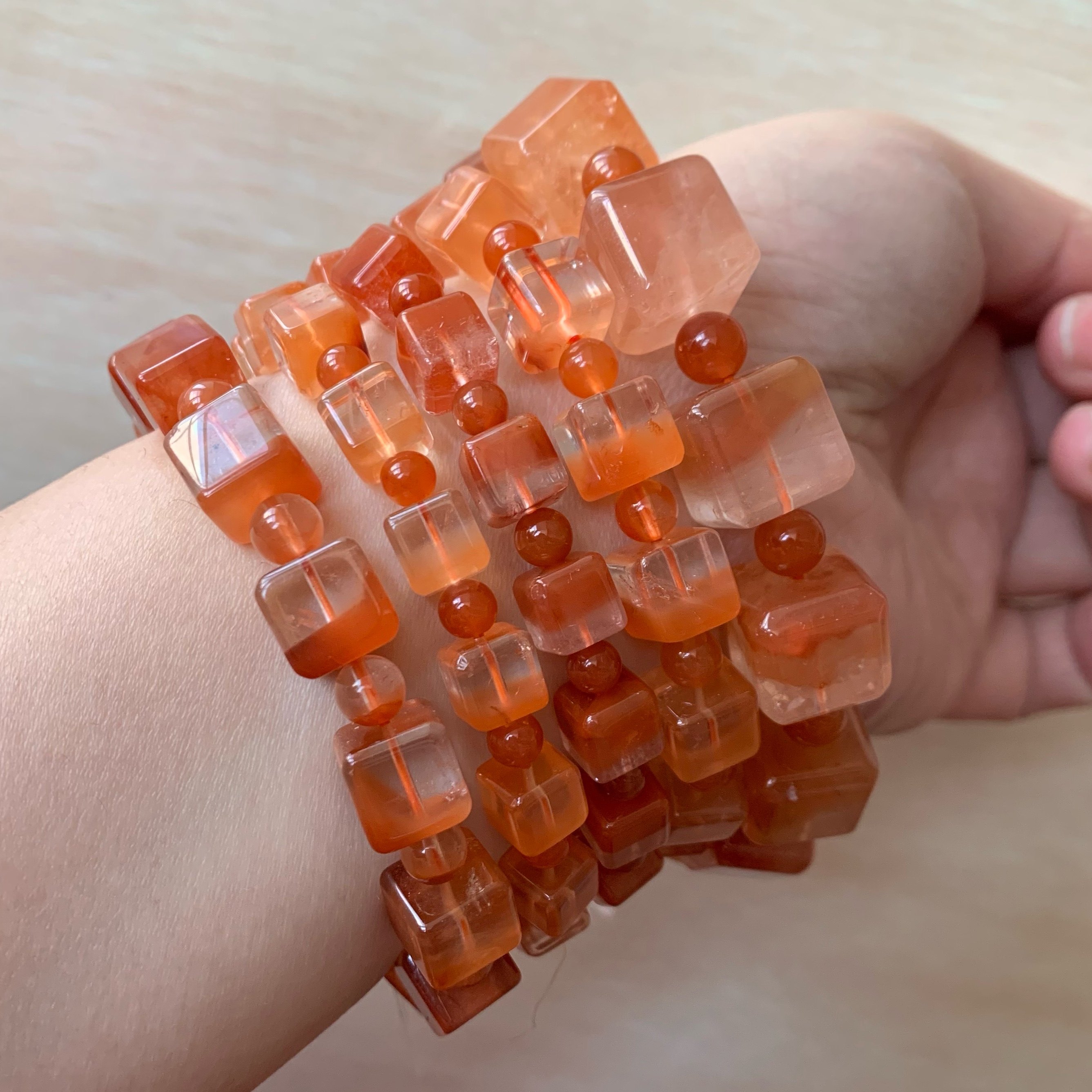 兔毛天然方糖聚宝盆手链女男单圈手串聚手链