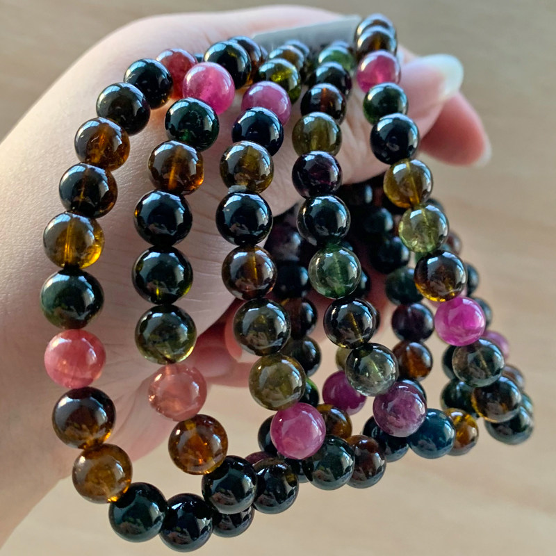 天然老矿巴西黑玫瑰黑美人黑糖碧玺手链水晶手串彩美饰品送女友