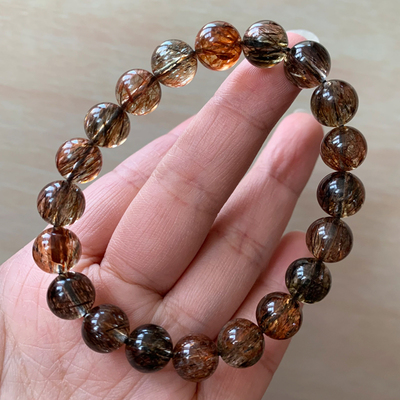 天然黑金超发云母共生双轮七黑金发晶满发男女手串礼物手链 原价134元