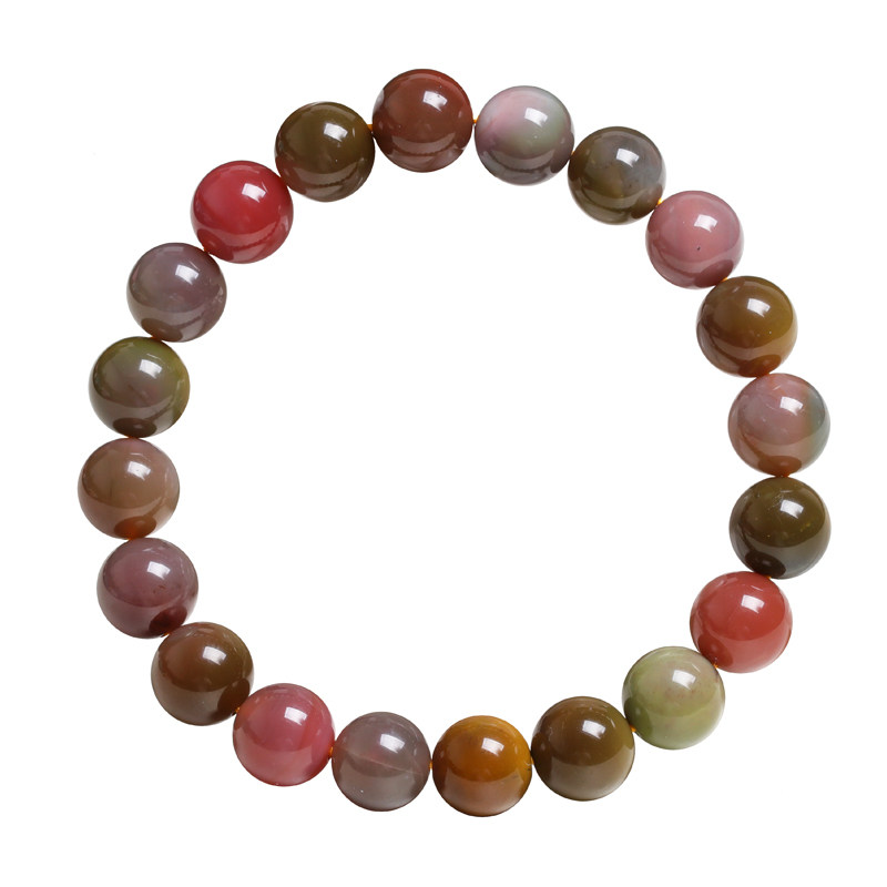 盐源天然老料玛瑙手链三色俏色满肉七彩手串手链