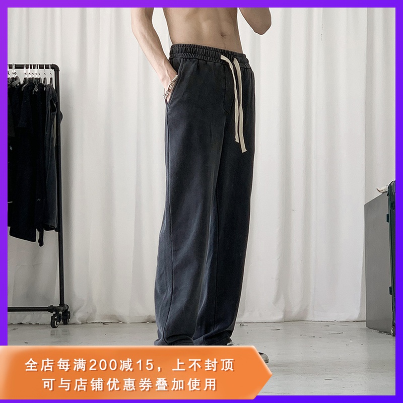高街裤子男女春秋季痞帅垂坠感休闲宽松百搭直筒黑色潮牌运动卫裤