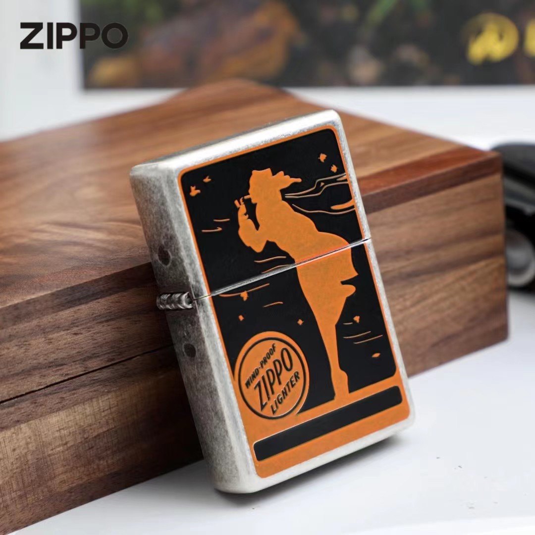 zippo原装进口正品打火机1937平头古银风女韩版送礼煤油打火机