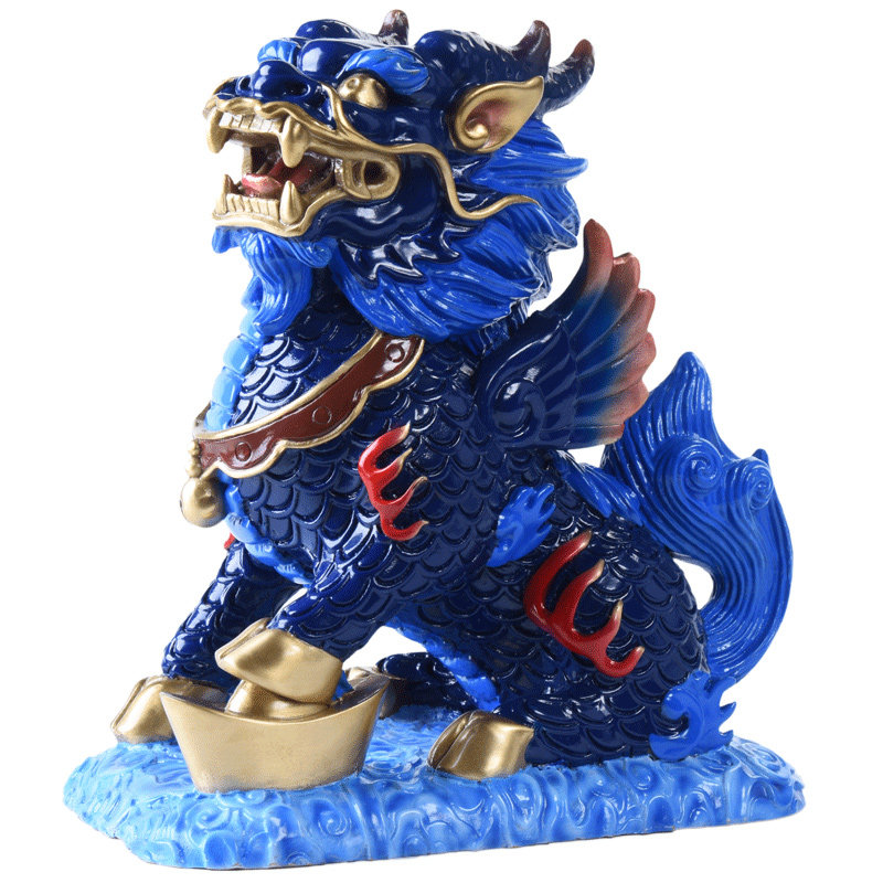 百纳源 麒麟摆件一对纯铜 铜麒麟大号元宝财富招财客厅家居风水