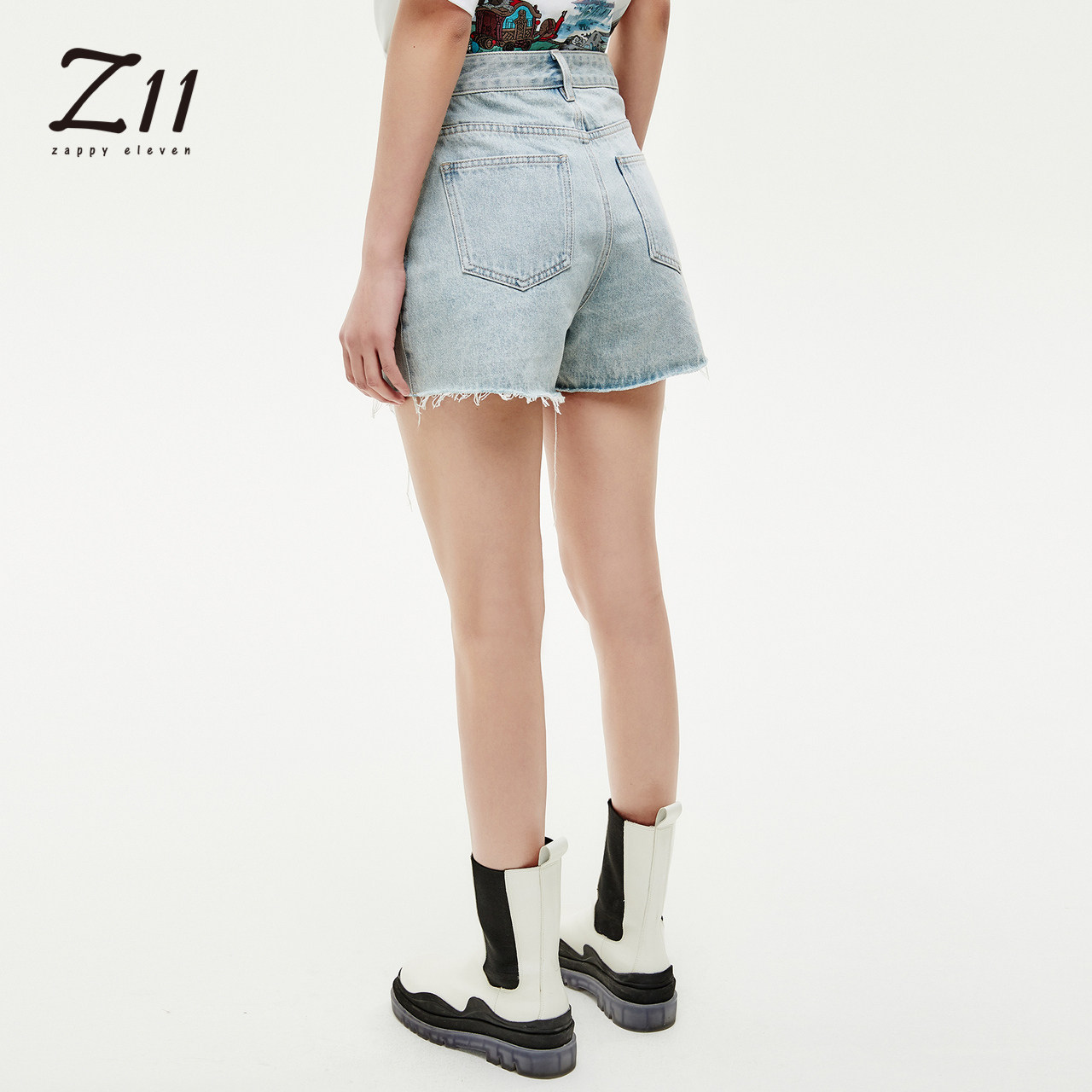 短裤牛仔式阔工装腰头一字新款商场夏新款2021休闲裤