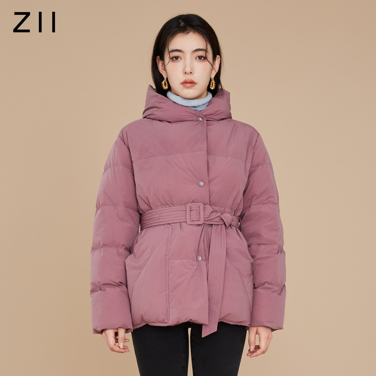 z11女装22年冬季新款尼龙弹力羽绒服zaadb410羽绒服