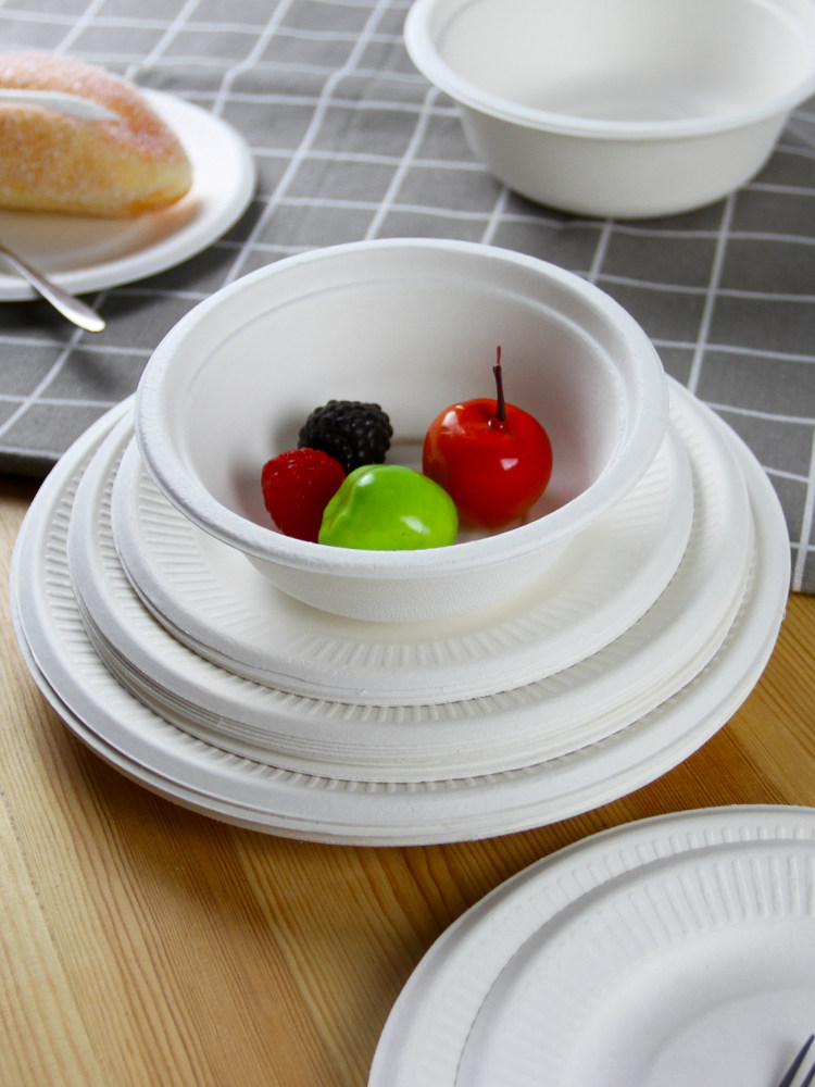 一次性碗家用纸碗碟无盖加厚圆形环保装菜盘子一次性餐盒