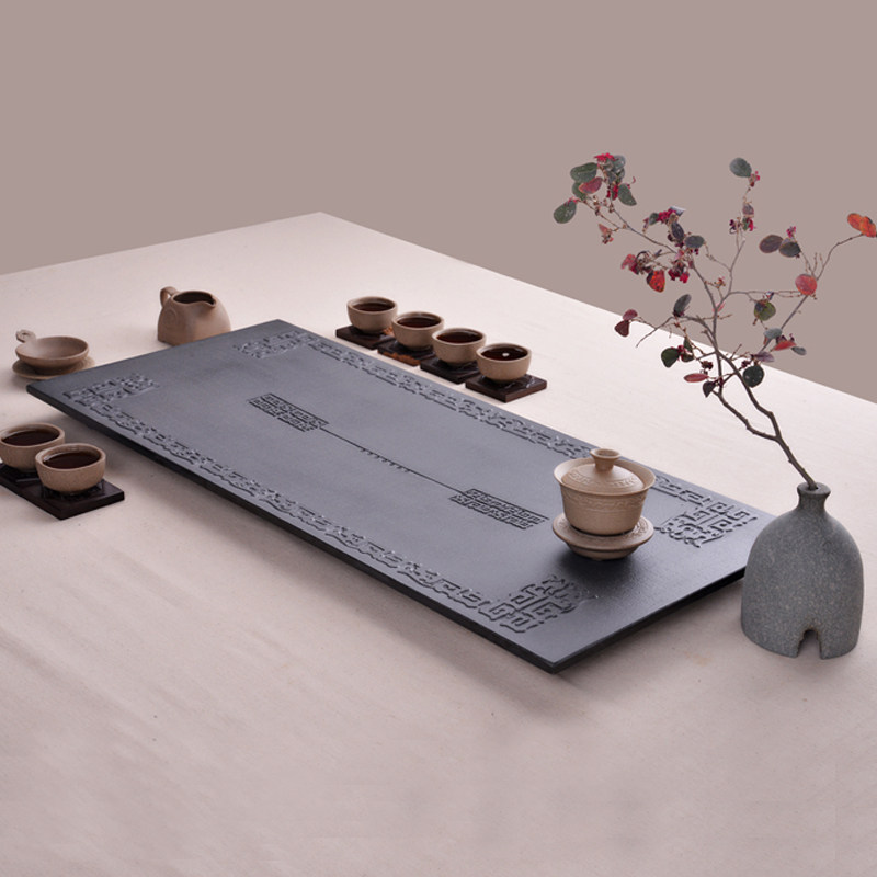 源韵特大号整块天然乌金石茶盘茶海家用中式排水石头茶盘石材茶台