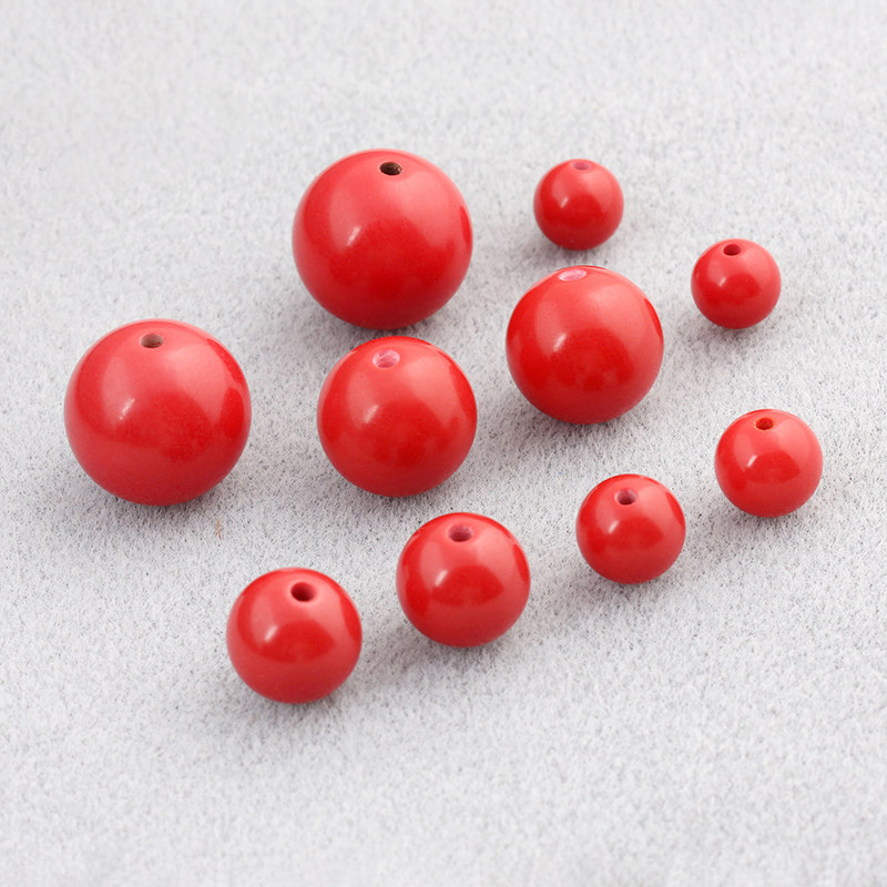 红色朱丹朱砂珠子8mm圆珠串珠手链散珠项链其他diy饰品配件