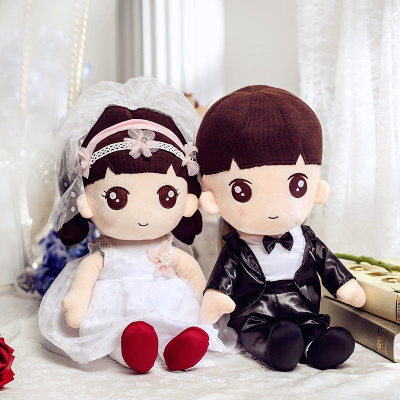婚纱西服压床娃娃一对结婚高档情侣公仔毛绒玩具金童玉女新婚礼物