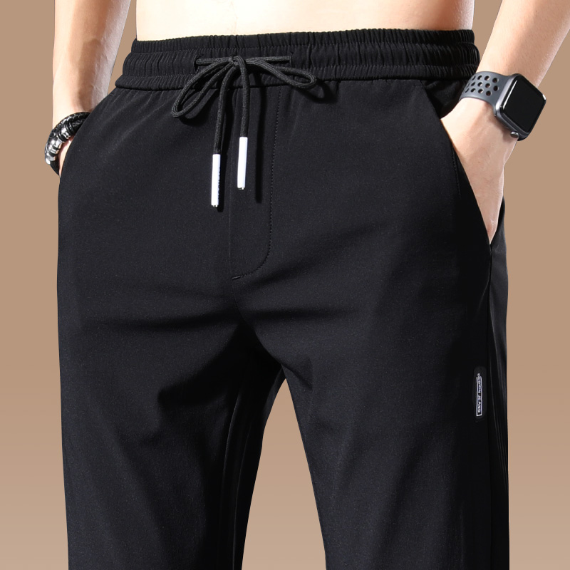 冰丝休闲长裤男夏季薄款2022韩版潮流速干宽松直筒透气运动裤子男