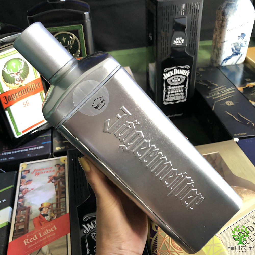 jagermeister野格圣鹿力娇酒限量银色铁盒德国原装1l洋酒出境代购
