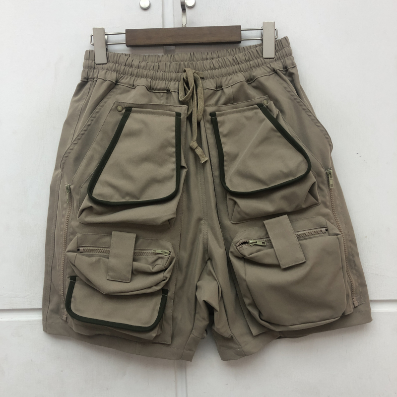 潮牌多口袋机能风工装短裤夏季男士抽绳吊裆裤薄款高街复古五分裤
