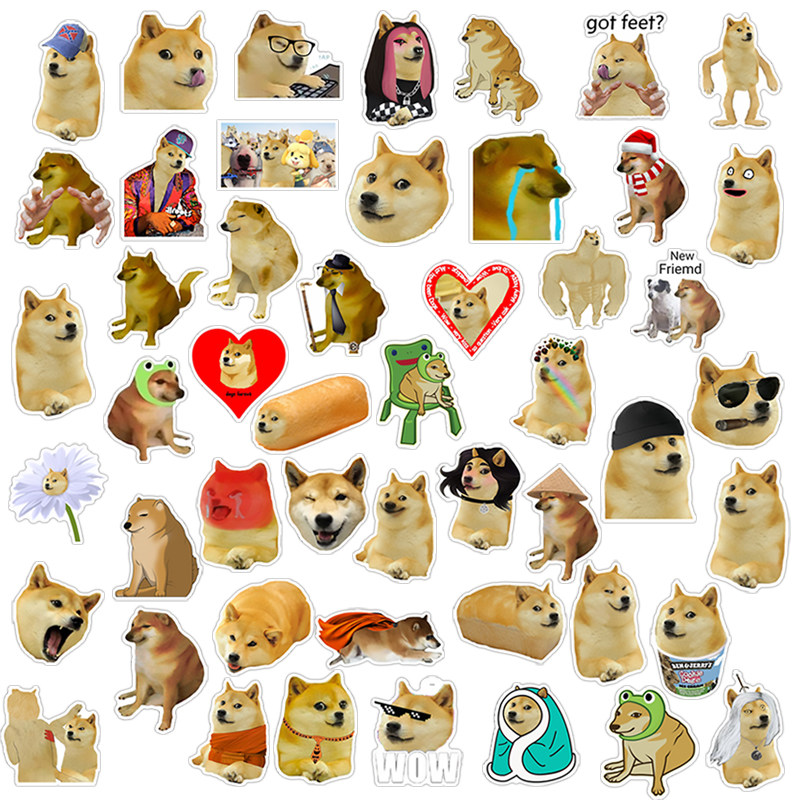 meme柴犬cheems表情包贴纸贴纸笔记本电脑ipad手机咖啡杯笔记本个性小