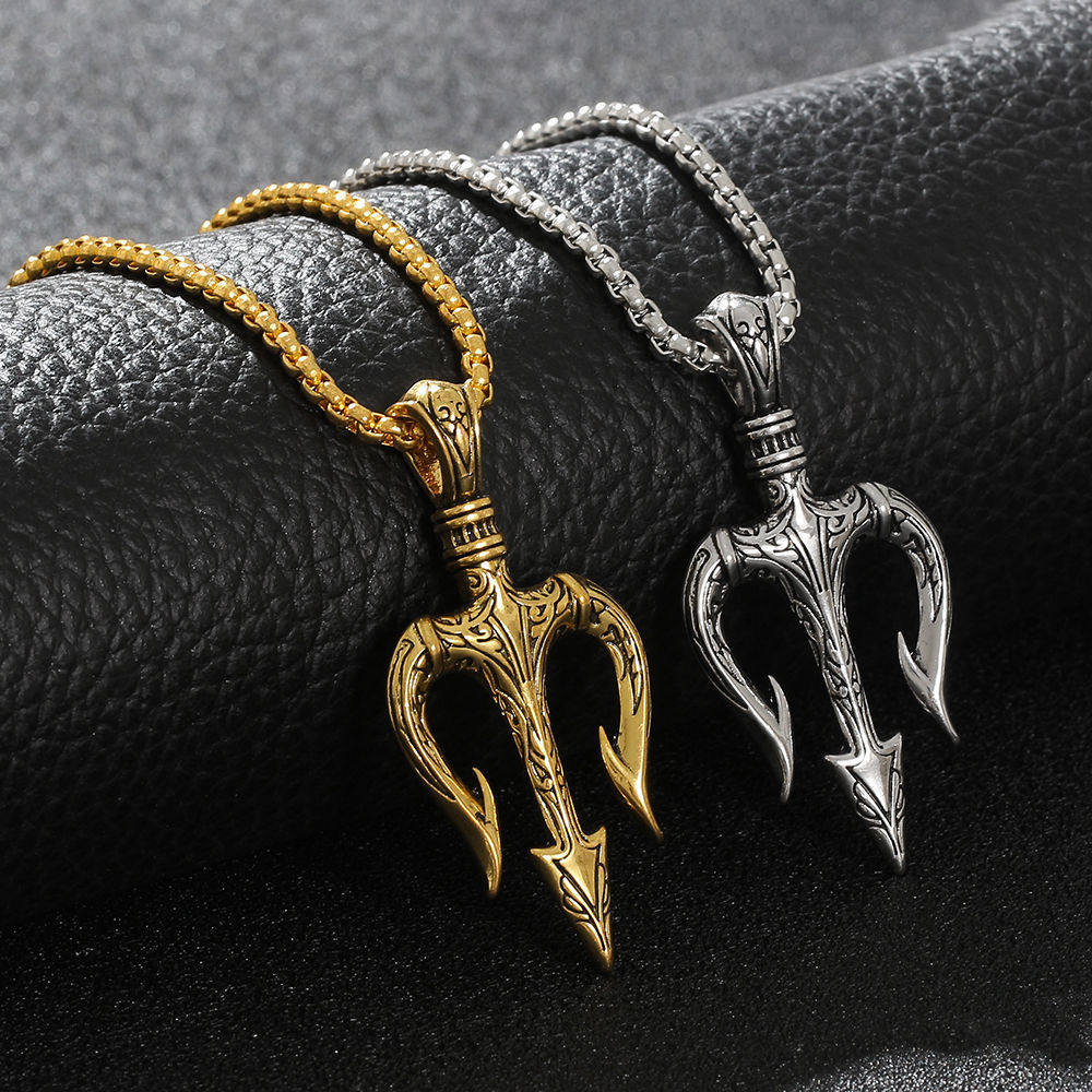 鱼叉项链海王三叉戟男嘻哈霸气个性复古海神波塞冬小众何厌同款链