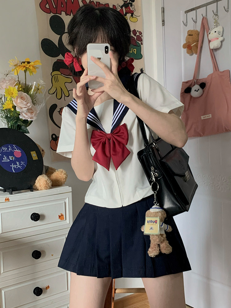 jk三本白三本绀领春秋花见中间水手基础关西学生校服