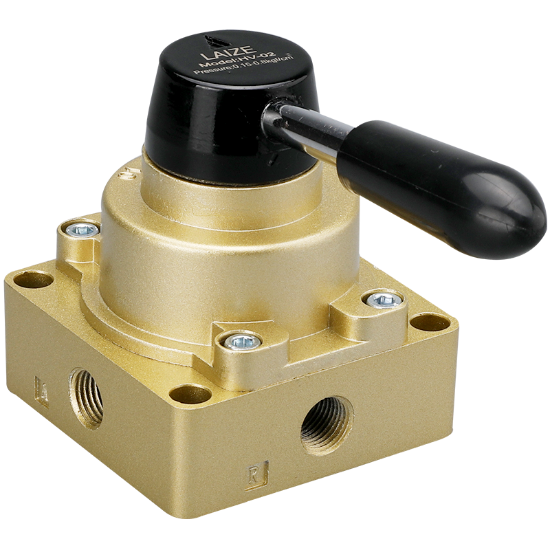 莱泽气动三位四通手转阀hv-02/0304手动开关手板阀换向阀人控气阀