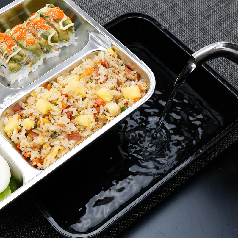 304不锈钢保温饭盒便当盒成人快餐盘分格学生带盖韩国食堂简约