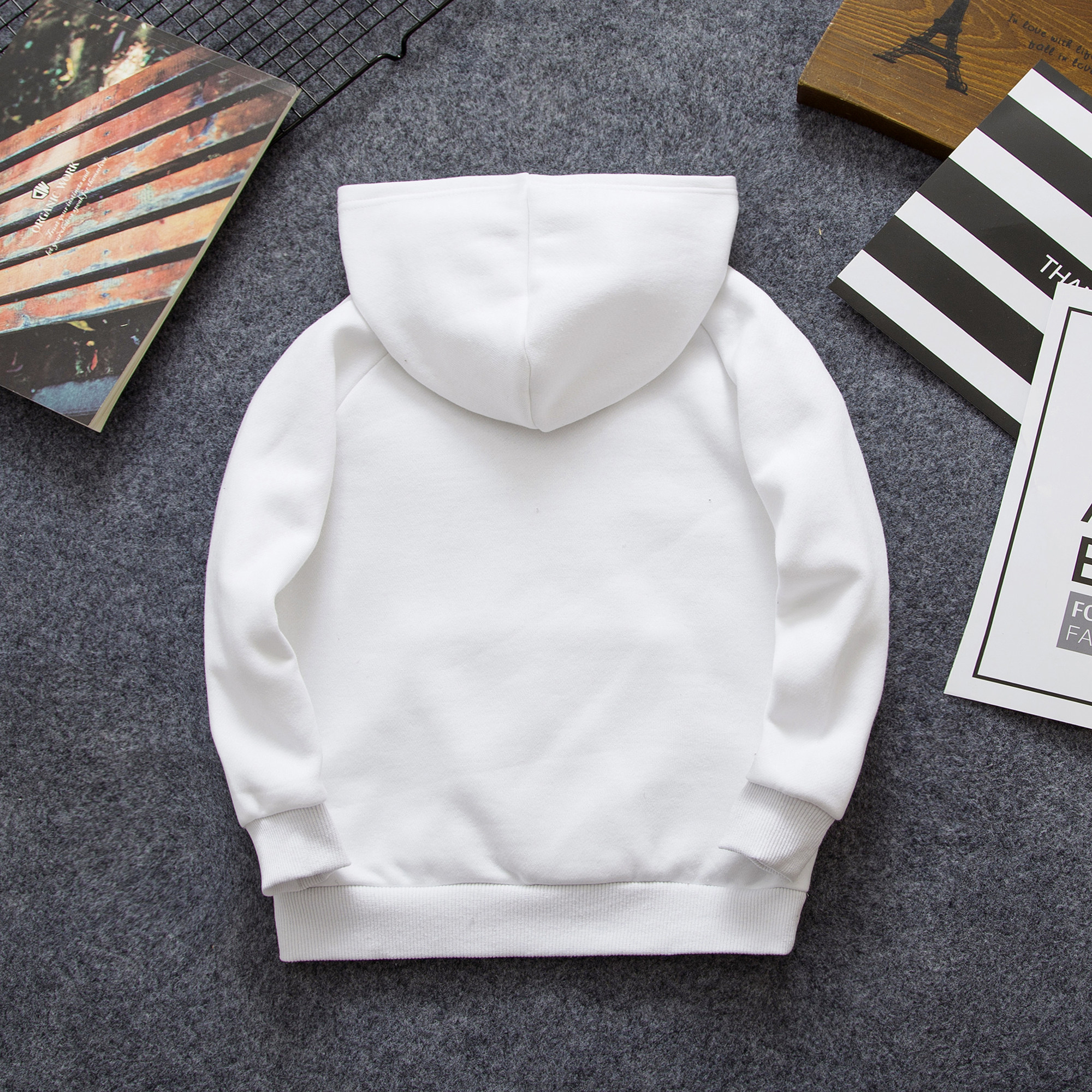 童装春秋新款儿童白色连帽衫男童套头衫卫衣女童宝宝全棉卫衣包邮