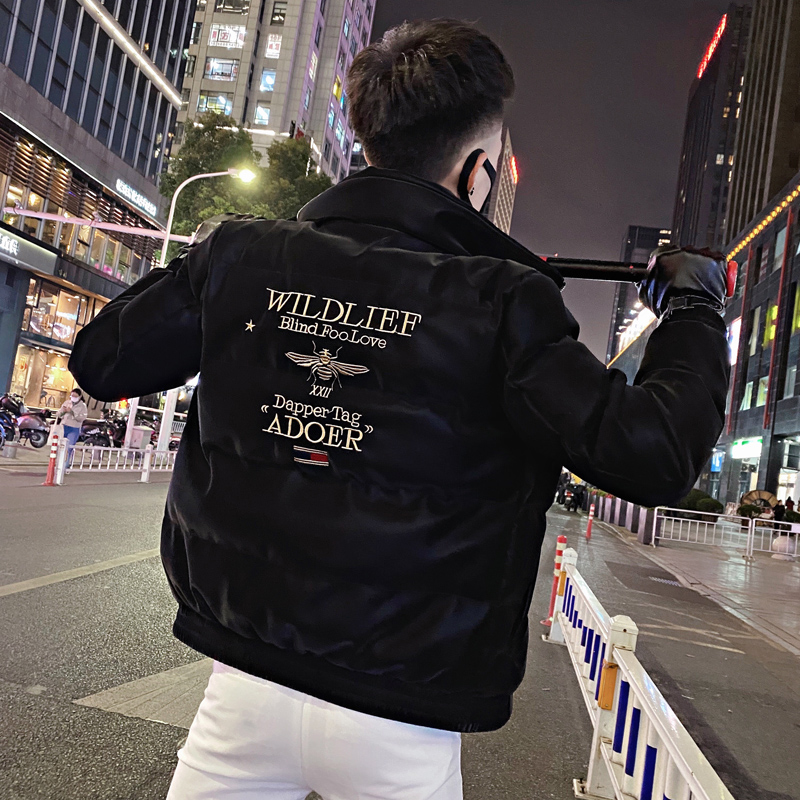 男棉衣2021新款潮流棉服冬季加厚棉袄潮牌ins保暖冬天刺绣皮外套