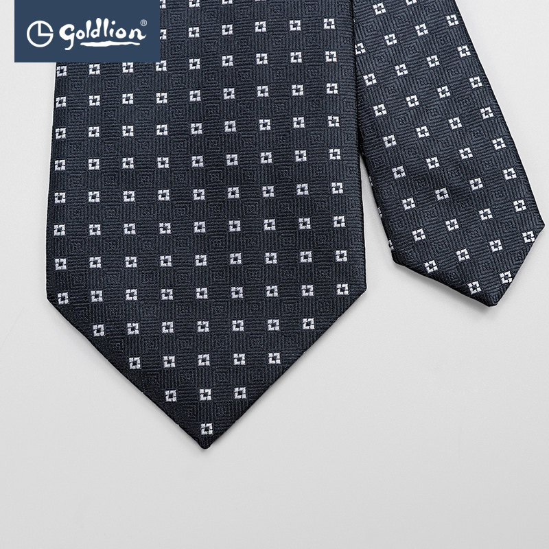 goldlion金利来男士质感纹理格子商务休闲箭头型色织领带