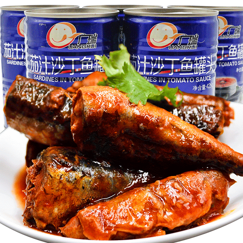 大龙渔即食茄汁沙丁鱼罐头海鲜鲭鱼肉速食下饭菜番茄鱼425g/5罐