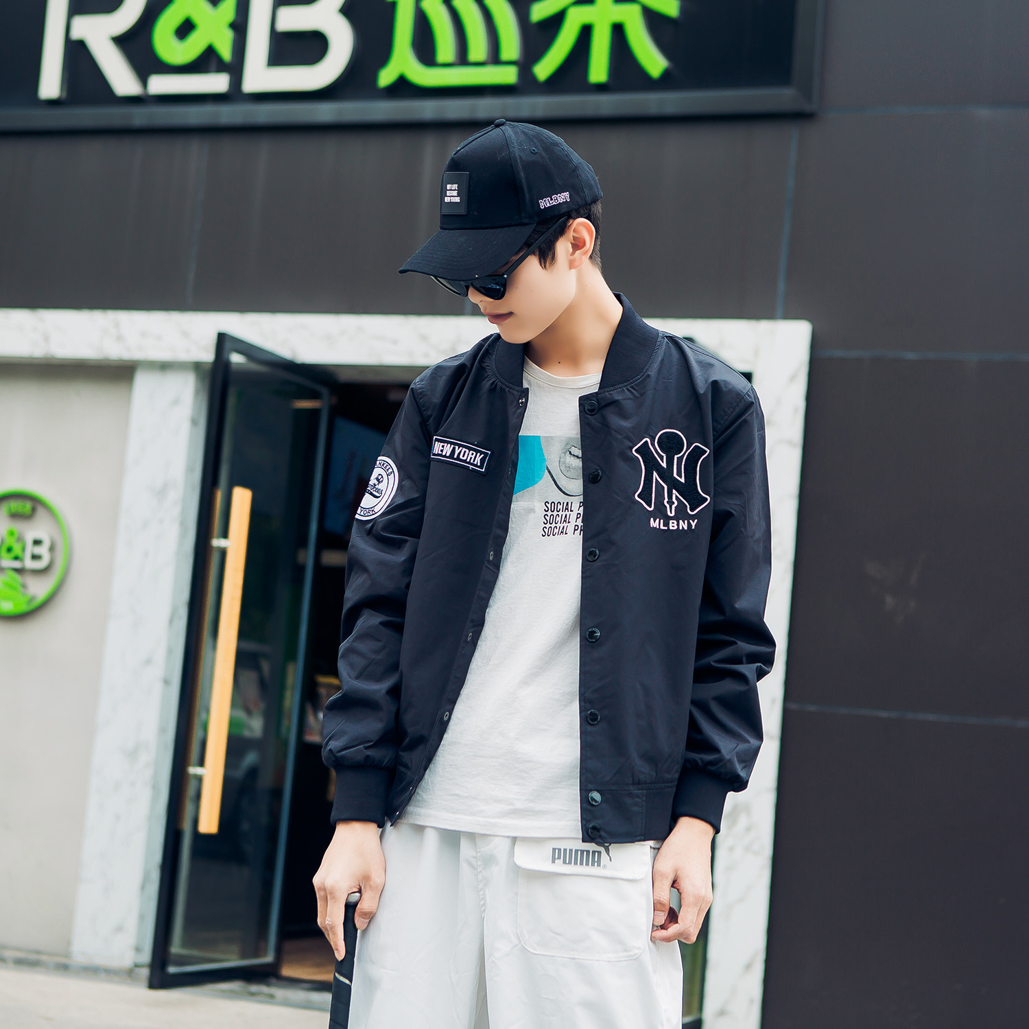 黄三怪-我的严选网 男装 mlb ny工装夹克男潮牌青年外穿薄款刺绣春秋