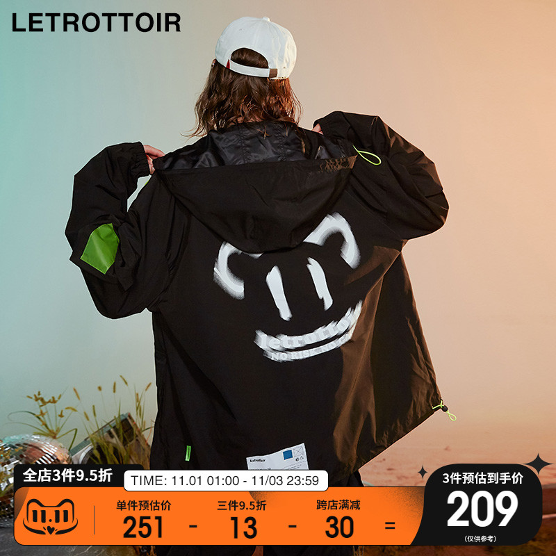 LETROTTOIR情侣春秋幽灵熊夹克男国潮牌宽松外套秋季oversize外衣