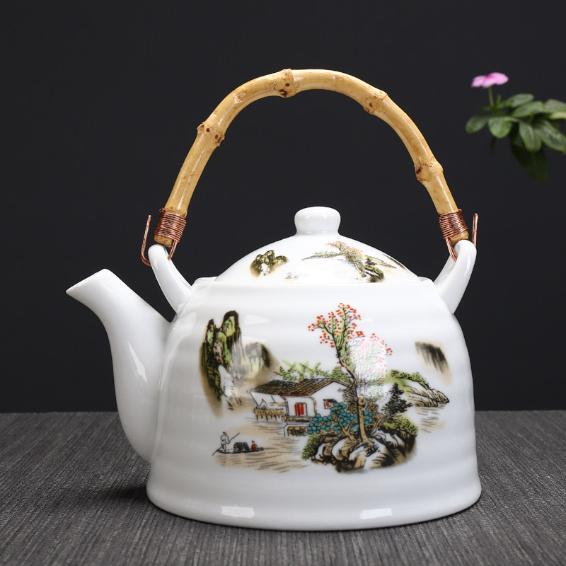 茶壶大容量陶瓷提梁壶热水壶泡茶1000毫升景德镇茶壶