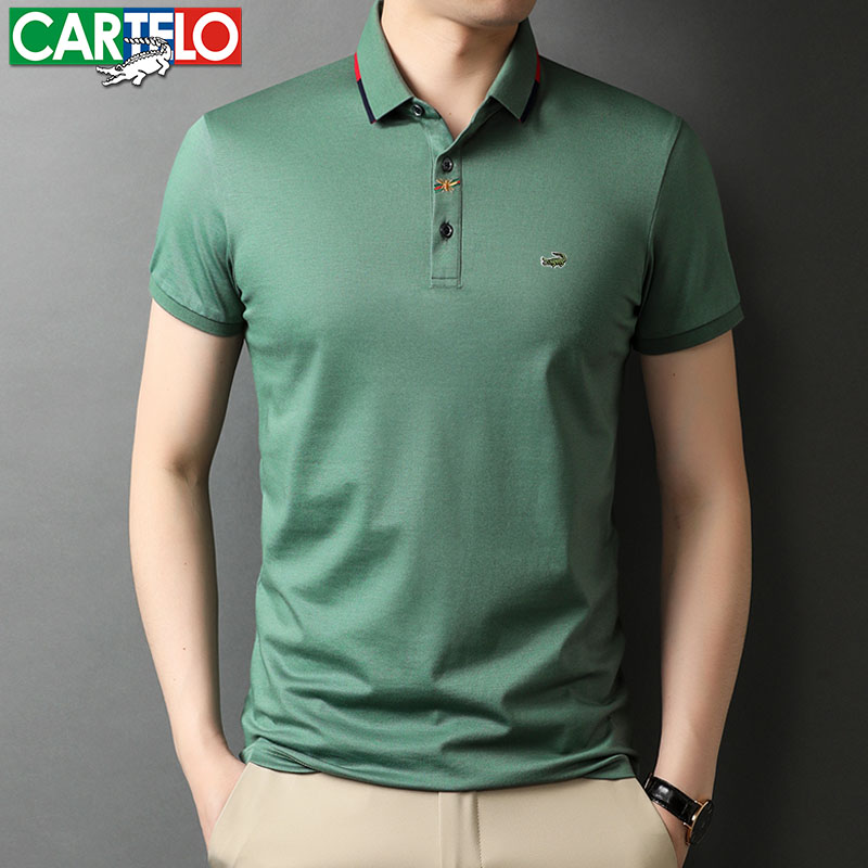 鳄鱼纯棉短袖t恤男2022夏季新款中年男士薄款上衣服翻领polo衫