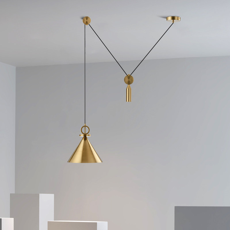 吊灯北欧现代简约升降滑轮极简可伸缩餐厅吧台店铺吊灯