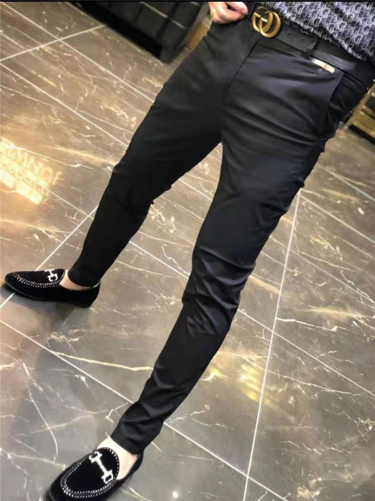 2022网红裤子男欧洲站男士休闲裤夏季修身小脚裤男青年帅气男裤潮