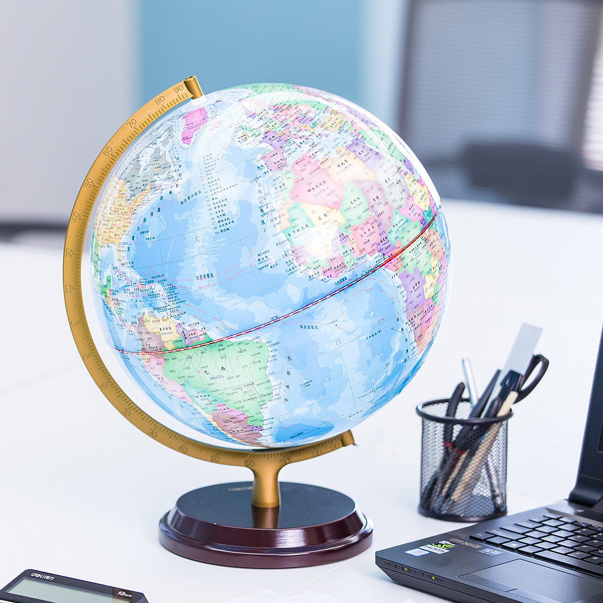 得力2184地球仪高清学生摆件大号世界地理教学儿童地球仪