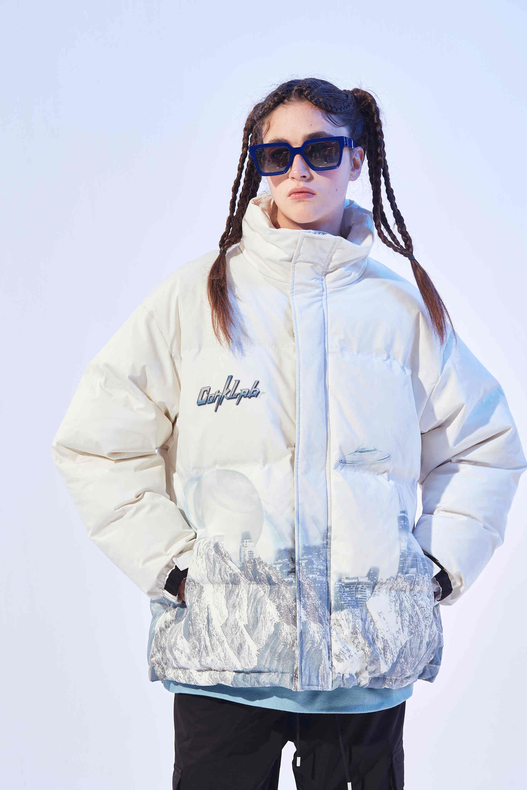 conklab雪山羽绒服短款ins潮牌宽松立领情侣装外套羽绒服