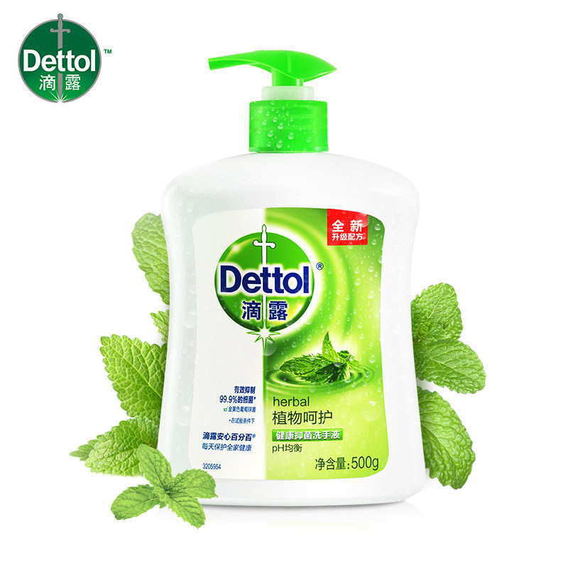 滴露植物呵护健康抑菌字号洗手500g滋润清新洗手液