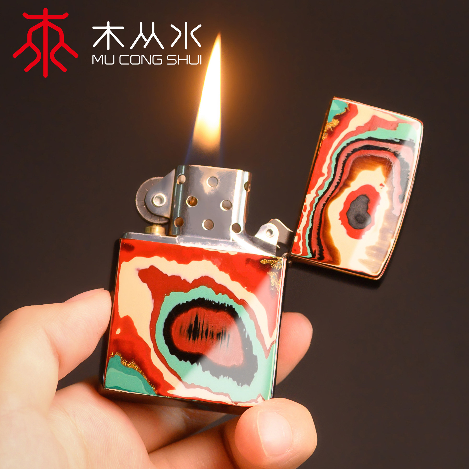 打火机现货正品zippo大漆手工定制烟具漆器原创打火机