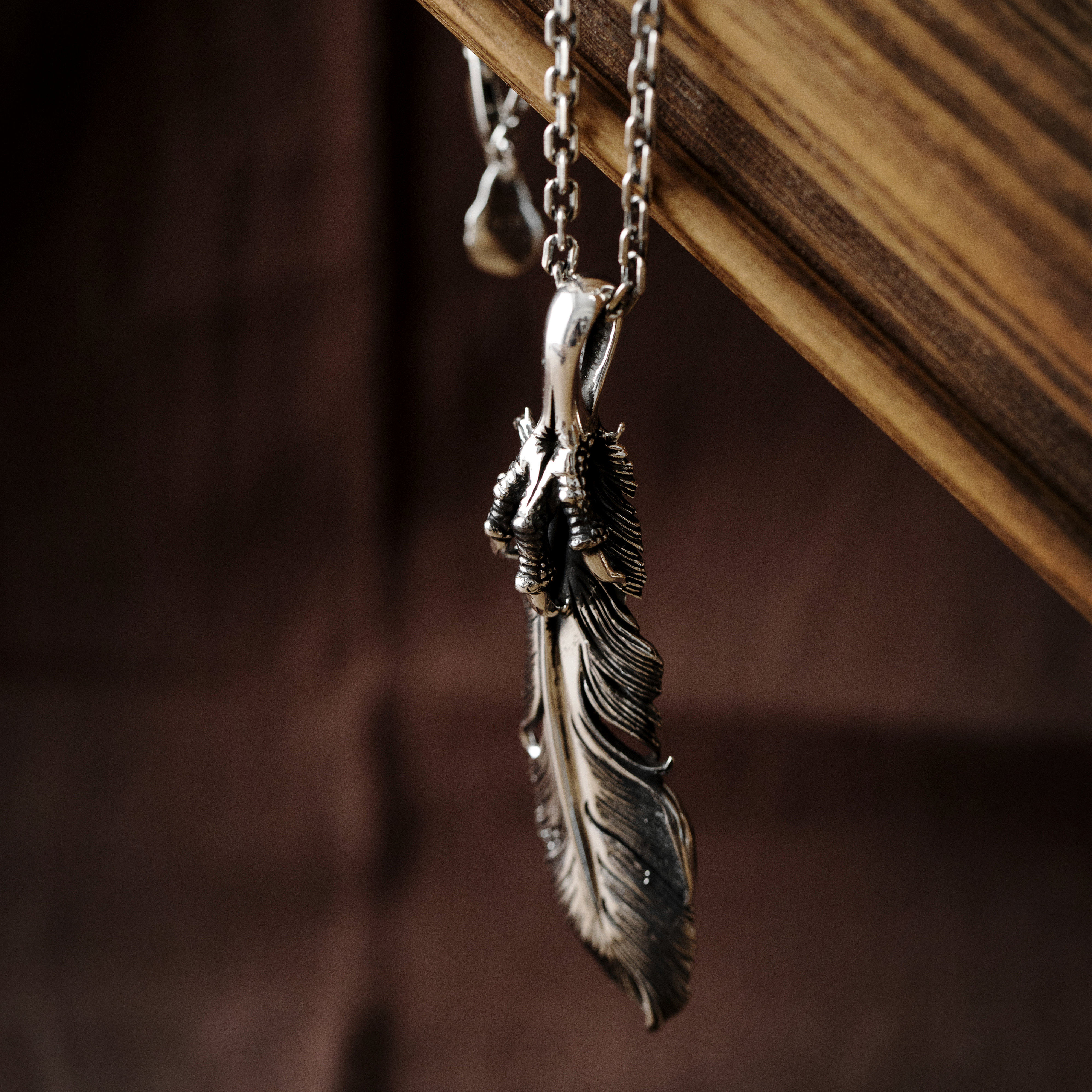 日本saad手工做旧羽毛纯银吊坠饰品印第安风格项坠